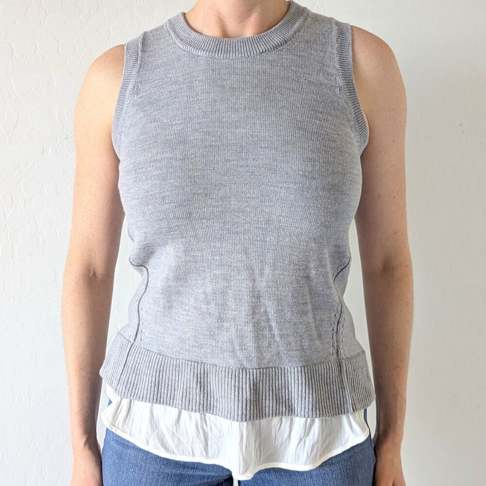Athleta Itinerary Sweater Tank, Women's Size Small, Gray and White, Merino Wool